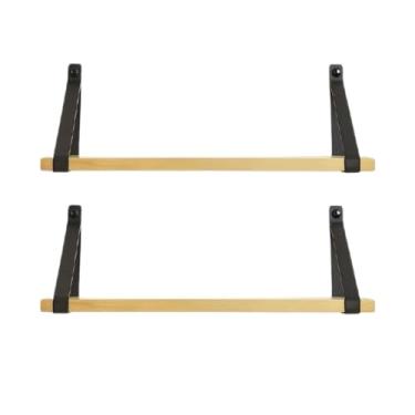 Imagem de Kit 2 Prateleiras de Madeira 40 cm com Alças – Acompanha Parafusos, Buchas e Tampas – Suporte Decorativo