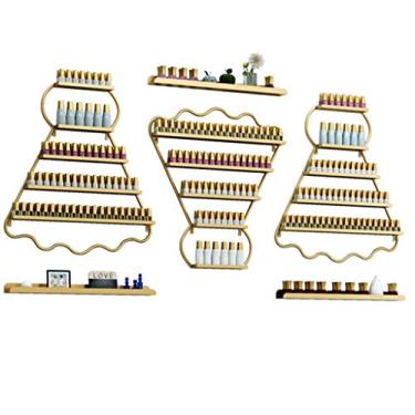 Imagem de Prateleiras flutuantes de metal para guardar esmaltes de parede, expositor de esmalte de metal, 5 camadas, prateleira organizadora de cosméticos, prateleira organizadora de óleos essenciais para
