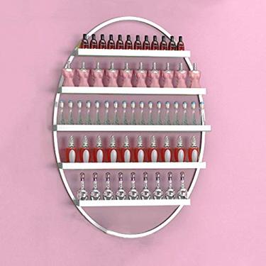 Imagem de Prateleiras de metal para guardar esmaltes de parede, prateleira organizadora de óleos essenciais de 5 camadas, prateleira organizadora de óleos essenciais para salão de unhas, para armazenamento de