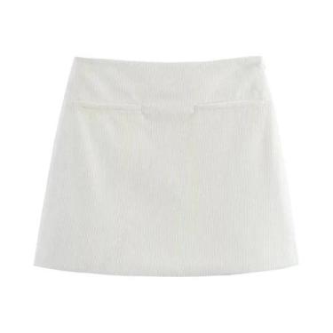 Imagem de Saia Mini A-Line De Cintura Alta Com Zíper Lateral Para Mulheres, Esti