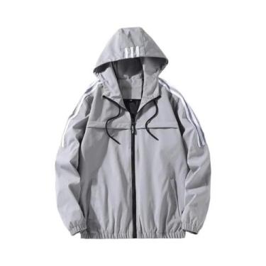 Imagem de Jaqueta Corta-Vento Masculina Com Capuz, Três Listras, Fina, Para Espo