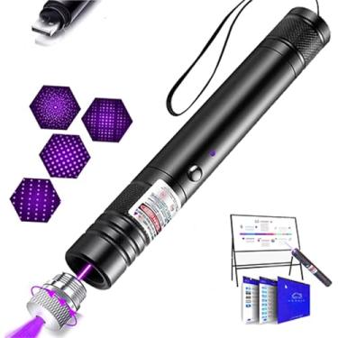 Imagem de Ponteiro laser roxo, ponteiro laser de alta potência, adequado para demonstrações de tela de TV/LED/LCD, exploração ao ar livre e projetos de construção, com opção de carregamento USB