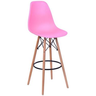Imagem de Banqueta Eames DSW Polipropileno Base Madeira - Tatu Bola Móveis, Rosa
