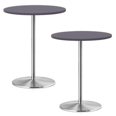 Imagem de Pacote com 2 toalhas de mesa elásticas para mesa de coquetel redonda pequena de 76 cm, capa de mesa de piquenique, impermeável, elástica, lavável, toalha de mesa dobrável de elastano para bar, pub e