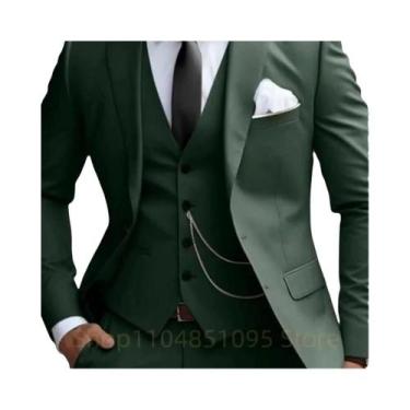 Imagem de Terno Masculino Slim Fit Verde Menta De 3 Peças Com Lapela Notch, Blaz