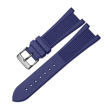 Imagem de IENYU Para PP Patek Philippe Silicone Watch Belt 5711 5712g Nautilus Watch Strap Interface Especial 25mm*13mm Pulseira de Relógio (Cor: Azul-prata, Tamanho: 25-13mm)