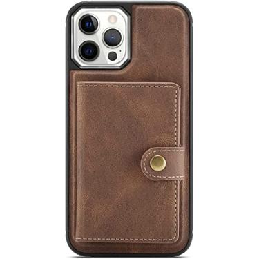 Imagem de ANZOAT Capa para Iphone11/11 Pro/11 Pro Max, capa de couro PU vintage, com slots de cartão destacáveis Kickstand TPU bumper capa à prova de choque (Cor: marrom, Tamanho: 11pro 5,8 polegadas)