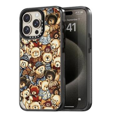 Imagem de casevivid Capa de celular compatível com iPhone 15 Pro, estética fofa - capa de telefone durável à prova de choque de 2 metros com urso moderno engraçado de 6,1 polegadas preto