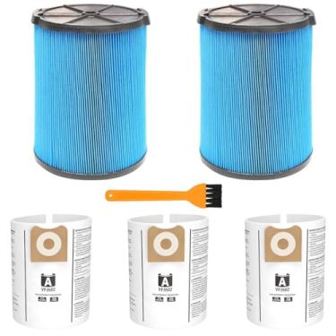 Imagem de Alrens 2 filtros de cartucho VF5000 para aspirador de pó Ridgid Shop Vac 5-20 galões, 3 sacos de vácuo VF3502 para aspiradores Ridgid 12-16 galões, serve para WD1950, WD1851, RV2400HF, WD1450, WD1680,