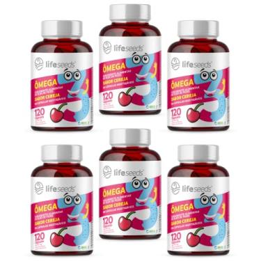 Imagem de Ômega 3 Mastigável Sabor Cereja Epa Dha - Certificação Internacional MEG-3 – 6 Potes – 720 Cápsulas