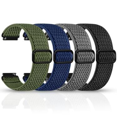 Imagem de Easuny Pacote com 4 pulseiras de relógio de nylon de 20 mm compatíveis com Garmin Vivoactive 6/5/3, Forerunner 165/55/570/245/35/45S/158/245M/645, Venu 3S/Venu Sq 2/, instinct 2S Solar, Samsung Galaxy