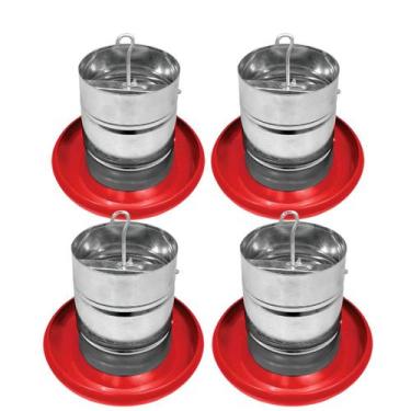 Imagem de Kit 4 Comedouro Tubular 3kg p/ Frango Aves Galinha Faisão Prato Anti D