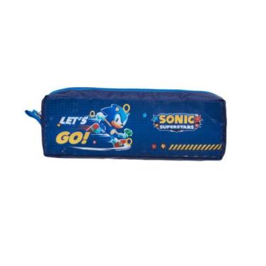Imagem de Estojo Duplo Escolar Sonic Let's Go Infantil Meninos - Pacific, Azul