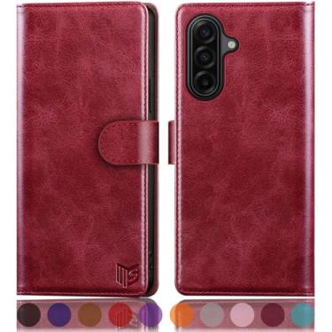 Imagem de SUANPOT Capa carteira compatível com Samsung Galaxy A17 5G com suporte de cartão de crédito com bloqueio RFID, capa protetora de couro PU flip book mulheres homens para Samsung A17 capa de telefone