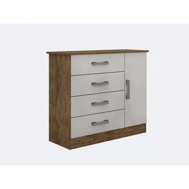 Imagem de Cômoda Sapateira 4 Gavetas Ypê/Off White Valencia 1.10 M - D'DORO