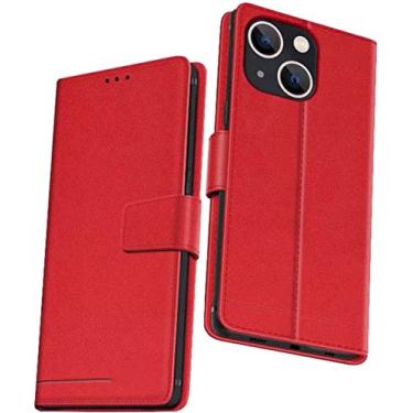 Imagem de MAALYA Capa carteira flip para Apple iPhone 14 Plus 6,7 polegadas 2022, capa de telefone fólio com fecho magnético de couro com função de stent [suporte de cartão] (cor: vermelho)