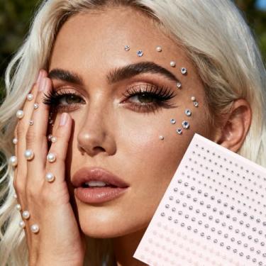 Imagem de Prata Branco Minimalista Pérola Pérola Decoração de Rosto Sólido Dia dos Namorados, Presentes de Carnaval Festa Baile de Máscaras para Cabelo Olhos Rosto Tatuagem Temporária com Decorações Corporais 1