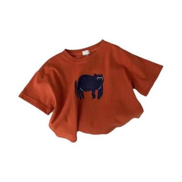 Imagem de Camisetas De Manga Curta Com Estampa De Animais Para Meninos E Meninas