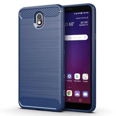 Imagem de Capa para LG Escape Plus Capa,Material de fibra de carbono,Macio antiderrapante,anti-óleo,Proteção total de capa de telefone compatível com LG Escape Plus-Blue