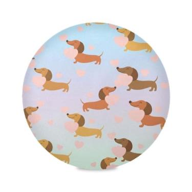 Imagem de Wassud Jogo americano dachshund tapetes de mesa redondos para cozinha e jantar tapetes laváveis resistentes ao calor decoração de mesa 39 cm