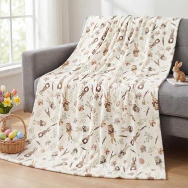 Imagem de Horaldaily Cobertor de flanela de Páscoa, ovos de Páscoa, xadrez, coelho, cenouras, felpudo, macio, felpudo, aconchegante, cobertores de lã para sofá, cama, presente ideal para crianças e adultos, 152