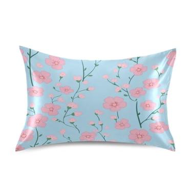 Imagem de Wassud Fronhas de cetim com flores para cabelo e pele fronhas de seda lisa king size respiráveis com fecho de envelope