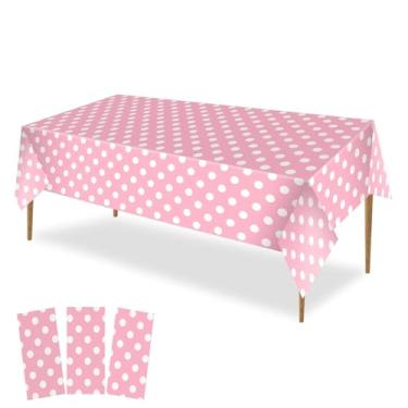 Imagem de ANIS·KEAAR Pacote com 3 toalhas de mesa descartáveis de plástico à prova d'água, 137 x 272 cm, para festas, Natal, piquenique ao ar livre, aniversário, casamento, acampamento (rosa)