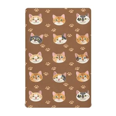 Imagem de SEHANY Lençóis de berço de gatos fofos para meninos e meninas, macio, respirável, elástico, lençol com elástico padrão para bebês de 27 x 99 cm