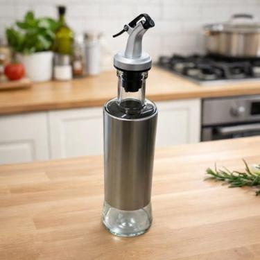 Imagem de Dispenser de Temperos 300ml, Vidro com Inox, para Óleo e Vinagre, Cozinha