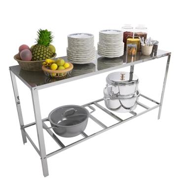 Imagem de Mesa em Aço Inox para Clínicas Veterinárias Ou Cozinhas Profissionais Industriais, 120x53x84 cm, com Prateleira Inferior