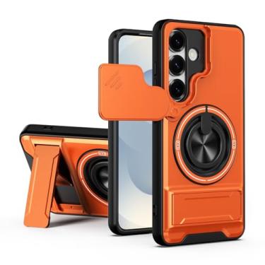 Imagem de SORAKA Capa para Samsung Galaxy S25 com suporte,proteção de lente com janela e capa dupla de PC e TPU compatível com suporte magnético para carro