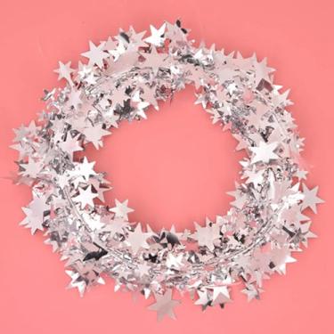 Imagem de Luqeeg Guirlanda de Estrelas Delicada Decoração de Fio de Ferro para Roupas de Casamento de Natal 7.5m Guirlanda de Estrela Pequena para Festa Ouro Prata Vermelho Azul Rosa Vermelha (Prata)