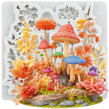 Imagem de MYPRACS Molde de silicone de folhas de flor de cogumelo moldes de fondant de cogumelo para decoração de bolos, enfeite de cupcake, artesanato de açúcar, argila de polímero, chocolate, pasta de