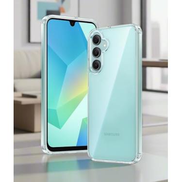 Imagem de Capa transparente para Samsung Galaxy A17: suporte para carregamento sem fio, proteção contra quedas de nível militar, antiamarelamento, capa protetora resistente à prova de choque - transparente