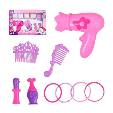 Imagem de Kit Salão de Beleza Infantil, Acessórios para Menina, Pentes, Presilhas e Enfeites, Rosa e Roxo