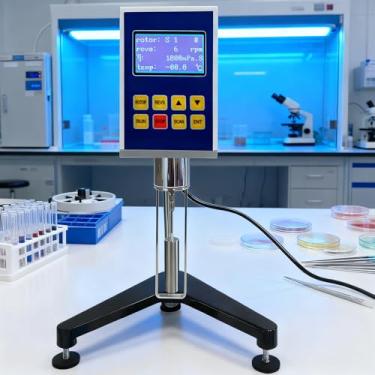 Imagem de Viscosímetro digital de alta precisão, medidor de viscosidade de laboratório portátil, ± 3% de precisão, alcance de 10-6.000.000 mPa·s, inclui 4 rotores e sensor de temperatura para tintas, adesivos