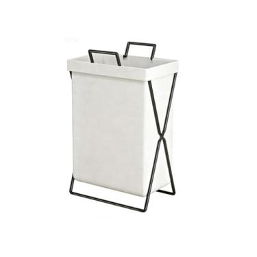 Imagem de Cesto de roupa suja, cesto de roupa suja alto dobrável com estrutura de metal X, compartimento organizador de roupas sujas de grande capacidade para dormitório de banheiro(White)