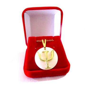 Imagem de Colar Psicologia Acrílico Branco Na Caixinha De Veludo - Milena Folhea