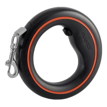 Imagem de Ｂｅｓｇａ Guia retrátil para cães, guia flexível em formato de anel, 3 metros de comprimento, corda de tração para cães de porte médio, Laranja Preto