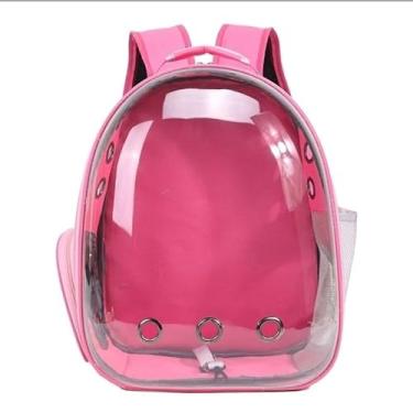 Imagem de Mochila Pet Transparente: Transporte Gato – Respirável, Visão Panorâmica, Ideal para Viagem e Passeios(Pink 825)