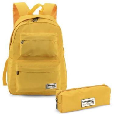 Imagem de Mochila E Estojo Crinkle Juvenil Casual Up4you Luxcel, Amarelo