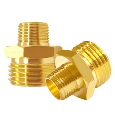 Imagem de Lovegarden 2 peças NPT de 3/20.3 cm x 3/10.2 cm GHT conector macho, adaptador de mangueira de jardim de latão para industrial, cozinha, irrigação, chuveiro, conexão de tubulação de linha de