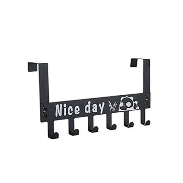 Imagem de Suporte de Gancho para Porta Removível com 6 Ganchos Pendurar Toalhas Roupas Rack Toalha Cabideiro Banheiro Uso Residenc