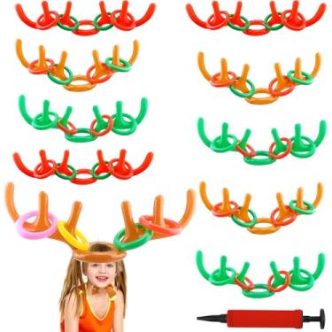 Imagem de Sonarun Jogo De Arremesso Argolas Chifre Rena Inflável Natal, Brinquedos Para Família, Escola, Ação Graças, Aniversário, Carnaval, Jogos Festa, Lembrancinhas (9 Chapéus, 36 Argolas)