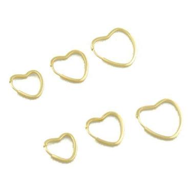 Imagem de Trio De Brincos Argola Coração Ouro 18k 750. Garantia - JOIE JOIAS FIN