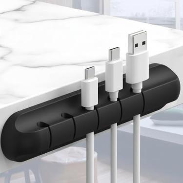 Imagem de One PCE 5 compartimentos pretos clipes de cabo, organizador de cabos, organizadores de cabos, organizador de cabos, clipes de cabo organizador de fios para mesa, carro, casa e escritório