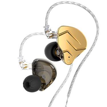 Imagem de KZ ZSN Pro X Fones de ouvido com fio 1BA+1DD drivers híbridos HiFi IEM Metal Earbuds in Ear Monitor Fones de ouvido redução de ruído e cabo destacável (sem microfone, ouro)