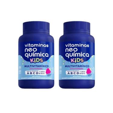 Imagem de Kit 2 Vitaminas Neo Química Kids Morango 60 Comprimidos