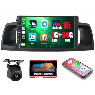 Imagem de Realdio Rádio veicular Android 15 de 4 + 64 GB para Toyota Corolla 2007-2012 sem fio, Carplay, Android Auto, 9 polegadas, 1280 x 720P, tela sensível ao toque, estéreo, WiFi, Bluetooth, GPS FM/RDS EQ