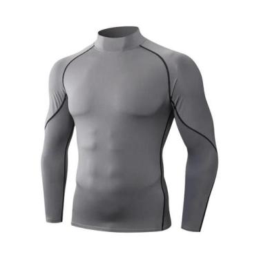 Imagem de Camiseta De Compressão Masculina De Manga Longa Com Gola Alta Para Cor